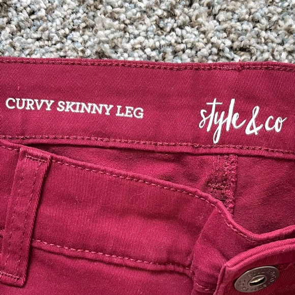 Style & Co Curvy Fit Skinny Jeans, Dark Red, Size 16, New with Tags - Picture 3 of 16